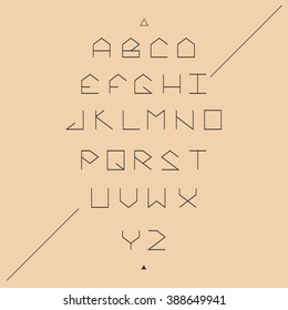 Modern sans serif lineales geometric font. Monospaced font.