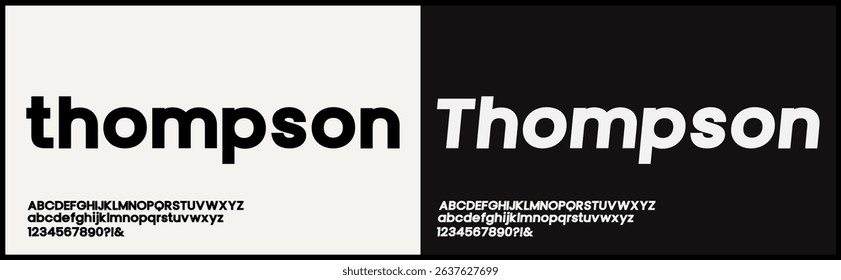 Modern sans serif vector font. Minimalist bold font. Uppercase, lowercase, and number alphabet vector font.