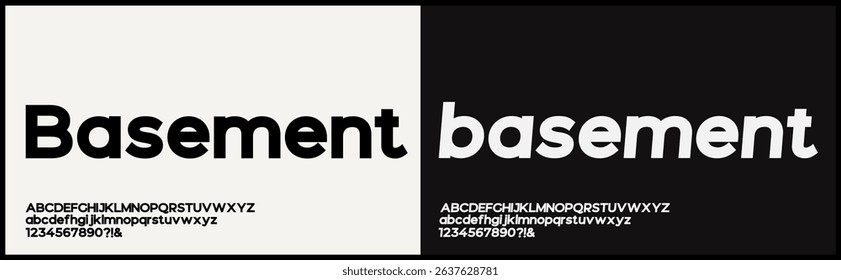 Modern sans serif vector font. Minimalist bold font. Uppercase, lowercase, and number alphabet vector font. 
