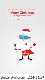 Modern Santa Claus with microphone