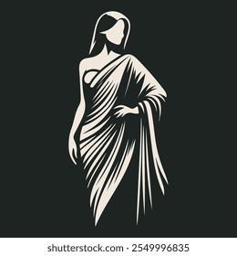 Modern Saree Silhouette Logo Design Elegant Vector Graphics for Fashion Branding