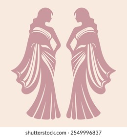 Modern Saree Silhouette Logo Design Elegant Vector Graphics for Fashion Branding