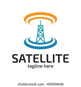 Modern satellite communication information logo template
