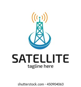 Modern satellite communication information logo template
