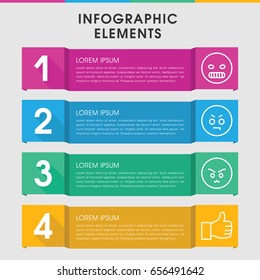 Modern satisfaction infographic template. infographic design with satisfaction icons includes angry emot. can be used for presentation, diagram, annual report, web design.