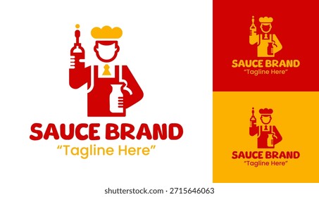 Um logotipo de marca de molho moderno projetado para produtos alimentares e embalagens condimentadas.
