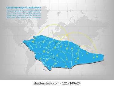 Modern of Saudi Arabia Map connections network design, Best Internet Concept of Saudi Arabia map business from concepts series, map point and line composition. Infographic map. Vector Illustration.