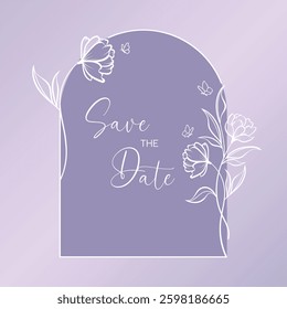 Modern save the date floral frame wreath wedding and invitation template