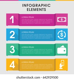 Modern saving infographic template. infographic design with saving icons includes money, payment. can be used for presentation, diagram, annual report, web design.
