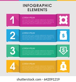 Modern savings infographic template. infographic design with savings icons includes dollar down, money sack. can be used for presentation, diagram, annual report, web design.