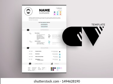 Modern SC Example Design, Resume Vector Template Minimalistic Creative Style