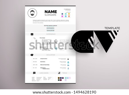 Modern SC example design, resume vector template minimalistic creative style