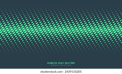 Modern Scaly Halftone Seamless Pattern Straight Line Border Turquoise Abstract Background. Ultramodern Minimalistic Art Half Tone Graphic Mint Green Wide Wallpaper. Futuristic Technology Illustration
