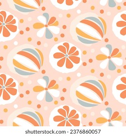 Modern scandi floral vector endless pattern. Organic summer gender neutral nature mix paper cut out wallpaper tile.