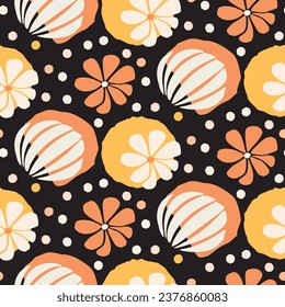 Modern scandi floral vector endless pattern. Organic summer gender neutral nature mix paper cut out wallpaper tile.