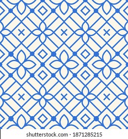 Modern scandinavian folk pattern with flowers. Seamless geometry pattern in scandinavian style. Floral nordic ornament for print, textile, wrapping paper in simple design