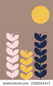 Modern Scandinavian Print, Folk Art Flowers, Norwegian Swedish Scandinavian Nordic, Printable Wall Art