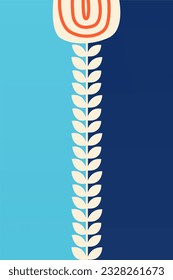 Modern Scandinavian Print, Folk Art Flowers, Norwegian Swedish Scandinavian Nordic, Printable Wall Art