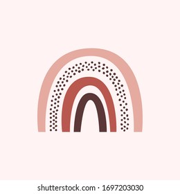 Modern Scandinavian Wall art print. Nursery Abstract poster for kids room. Rainbow wall art print in terracotta color.