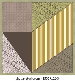 modern scarf pattern with brown ans green color combination