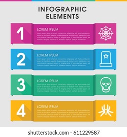 Modern scary infographic template. infographic design with scary icons includes spider, spider web, skull. can be used for presentation, diagram, annual report, web design. 