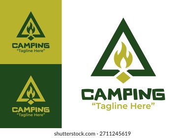 Ein modernes, landschaftlich reizvolles Camping-Logo, das das Ambiente der Wildnis einfängt und sich für Outdoor-Abenteuermarken und öko-orientierte Dienstleistungen eignet.