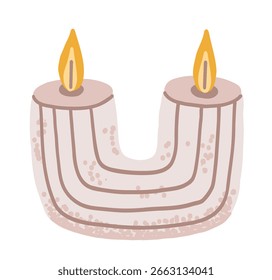 Modern scent candle with two light in flat style with speckled texture