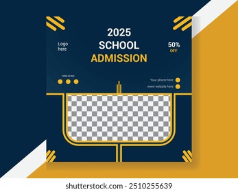 Modern school admission banner for social media post template