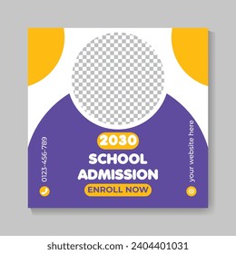 Modern school admission education social media post design creative back to school web banner template