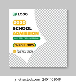 Modern school admission education social media post design creative back to school web banner template