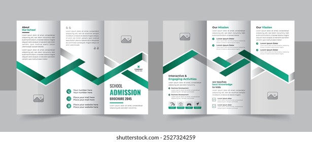 Modern school admission trifold brochure design, kids academy brochure template or corporate trifold brochure layout. School admission tri fold brochure template . 2 page 3 folded school profile