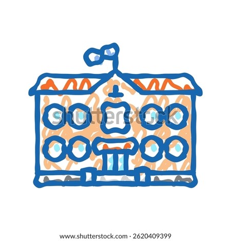 modern school building doodle icon sketch vector. modern school building sign. isolated symbol illustration