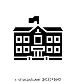 modern school building glyph icon vector. modern school building sign. isolated symbol illustration