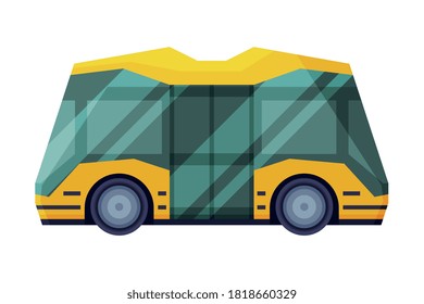 Modern School Bus, Side View, School Students Transportation Vehicle Flat Vector Illustration