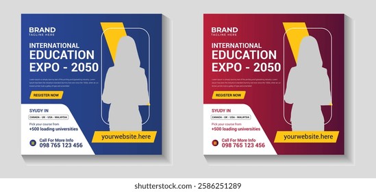 Modern School education admission web banner and social media post template, Education Back to school admission promotion template design