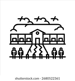 Icono de la escuela moderna Aprendizaje Educación Estudio académico Conocimiento del aula Profesor de estudiantes Herramientas del libro