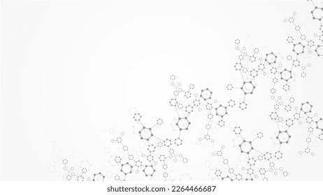 Moderner wissenschaftlicher Hintergrund mit Linien, Punkten und Hexagonen. Wellenfluss abstrakter Hintergrund. Molekulare Struktur für Medizin, Technologie, Chemie, Wissenschaft. Vektorgrafik
