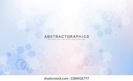 Modern science background with lines, dots and hexagons. Wave flow abstract background. Molecular structure for medical, technology, chemistry, science. Vector illustration