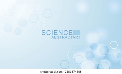 Modern science background with lines, dots and hexagons. Wave flow abstract background. Molecular structure for medical, technology, chemistry, science. Vector illustration