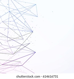 Modern science geometrical background with connecting lines. Network connection concept revealed with particle dust. Vector illustration