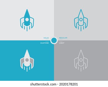 Modern Science Icon Space Shuttle (solid, regular, light, duotone). Vector Isolated Outline Drawing. Editable Stroke
