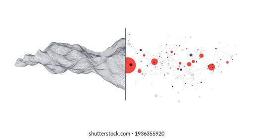 Moderne Wissenschaft oder Technologie, abstrakter Hintergrund. Cyberspace-Oberflächengrafik. Vektorgrafik.