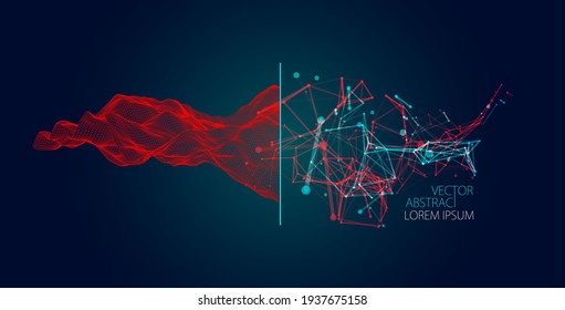 Moderne Wissenschaft oder Technologie, abstrakter Hintergrund. Cyberspace-Oberflächengrafik. Vektorgrafik.