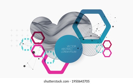 Modern science or technology abstract background. Wireframe spot surface illustration. Vector.