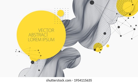La ciencia moderna o la tecnología son antecedentes abstractos. Ilustración de la superficie de la mancha del marco de cables. Vector.