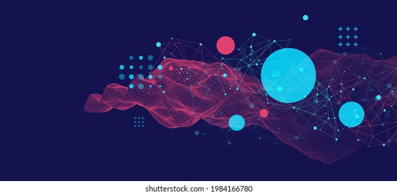 La ciencia moderna o la tecnología son antecedentes abstractos. Ilustración de la superficie del ciberespacio. Vector.