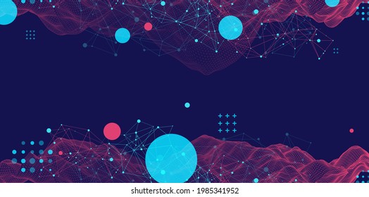 La ciencia moderna o la tecnología son antecedentes abstractos. Ilustración de la superficie del ciberespacio. Vector.