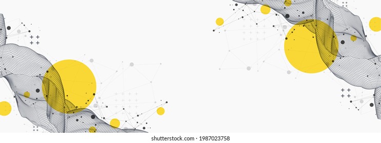 La ciencia moderna o la tecnología son antecedentes abstractos. Ilustración de la superficie del ciberespacio. Vector.