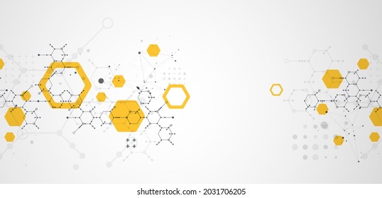 Modern science or technology abstract background using hexagonal shapes. Vector.
