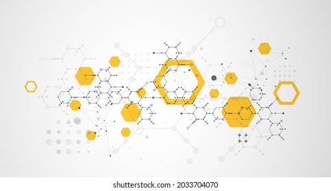 Modern science or technology abstract background using hexagonal shapes. Vector.